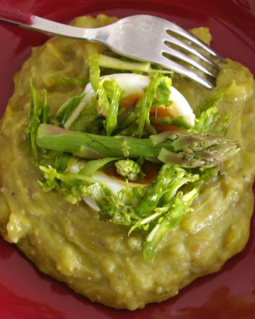 Écrasé d’asperges vertes à l’huile d’olive